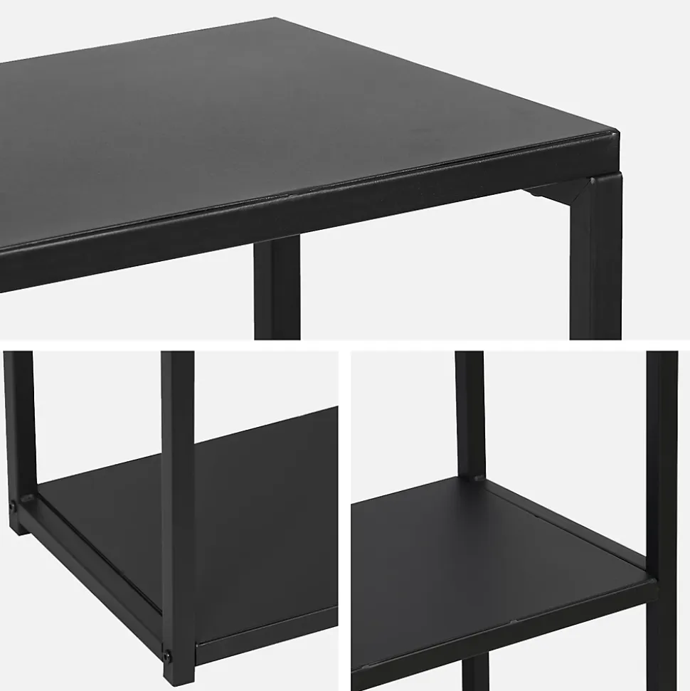 Etagère basse 3 niveaux en métal noir - Industrielle - 120x30x80cm