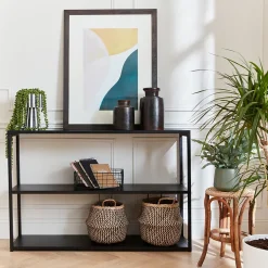 Etagère basse 3 niveaux en métal noir - Industrielle - 120x30x80cm