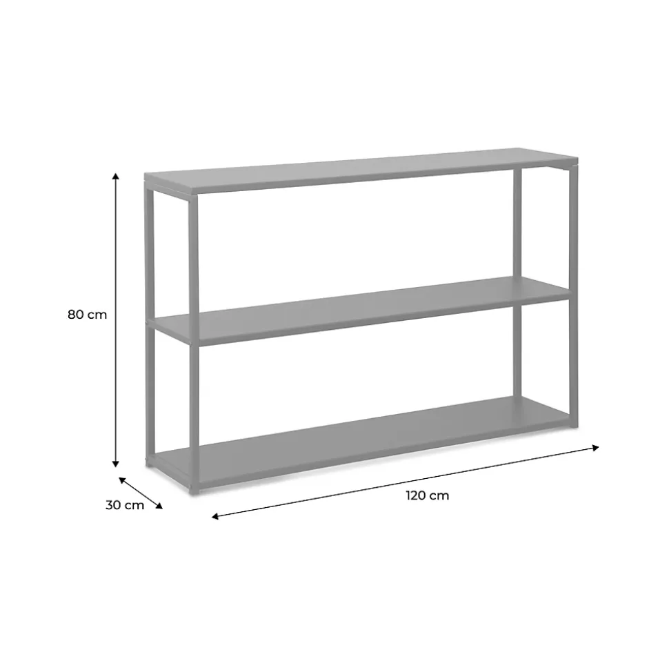 Etagère basse 3 niveaux en métal noir - Industrielle - 120x30x80cm