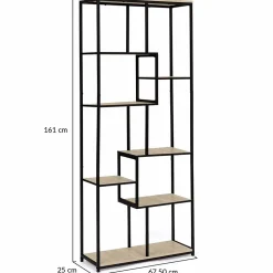 Etagère bibliothèque asymétrique 8 niveaux DETROIT design industriel 161 cm