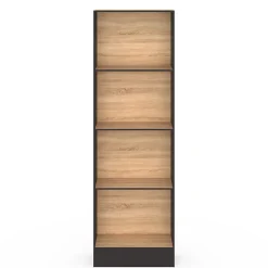 Etagère bibliothèque CARLA 5 niveaux noir et effet bois 190 cm