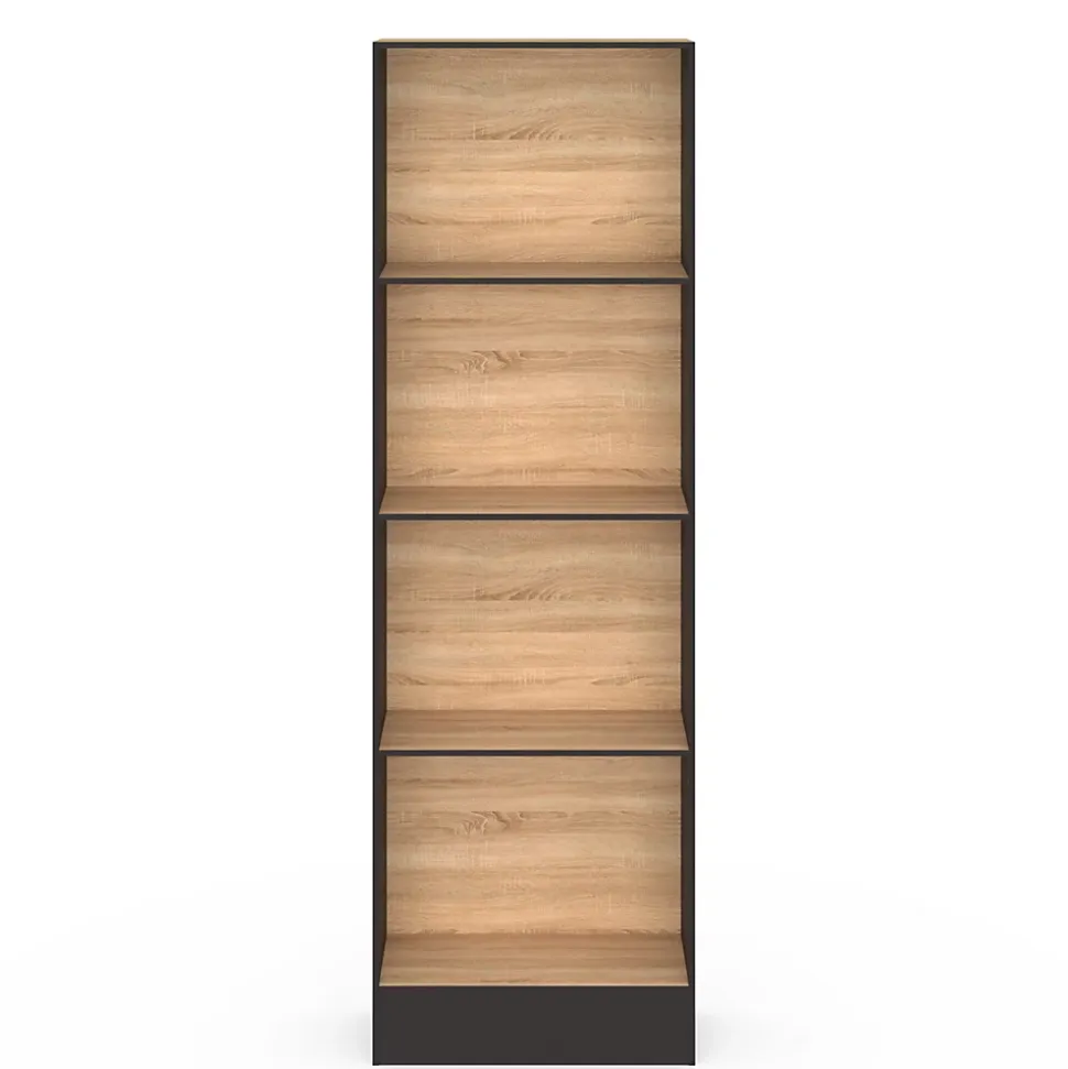 Etagère bibliothèque CARLA 5 niveaux noir et effet bois 190 cm