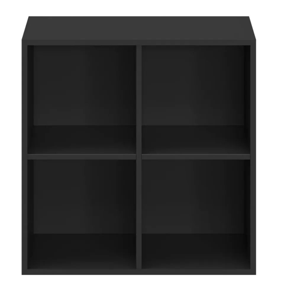 Etagère bibliothèque carrée noir GoodHome Atomia H. 75 x L. 75 x P. 35 cm