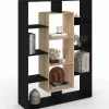 Etagère bibliothèque COLETTE avec 11 compartiments noir et effet bois 143 cm