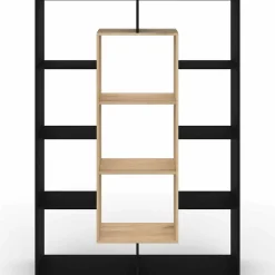 Etagère bibliothèque COLETTE avec 11 compartiments noir et effet bois 143 cm