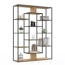 Etagère bibliothèque DETROIT avec 11 compartiments design industriel 143 cm