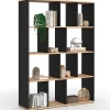 Etagère bibliothèque JENA 4 niveaux noir et effet bois 143 cm