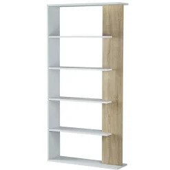 Etagère Bibliothèque Lugo 5 étagères, Blanc/Chêne