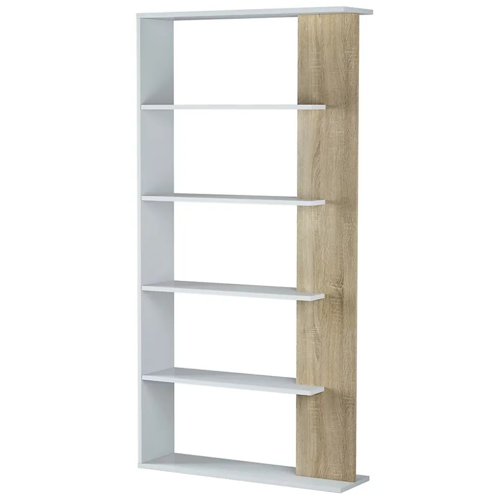 Etagère Bibliothèque Lugo 5 étagères, Blanc/Chêne