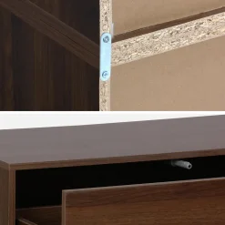 Etagère. bibliothèque modulable décor bois noyer 3 éléments - 3 tiroirs 8 niches L 70 x P 35 x H 210cm - Kompo