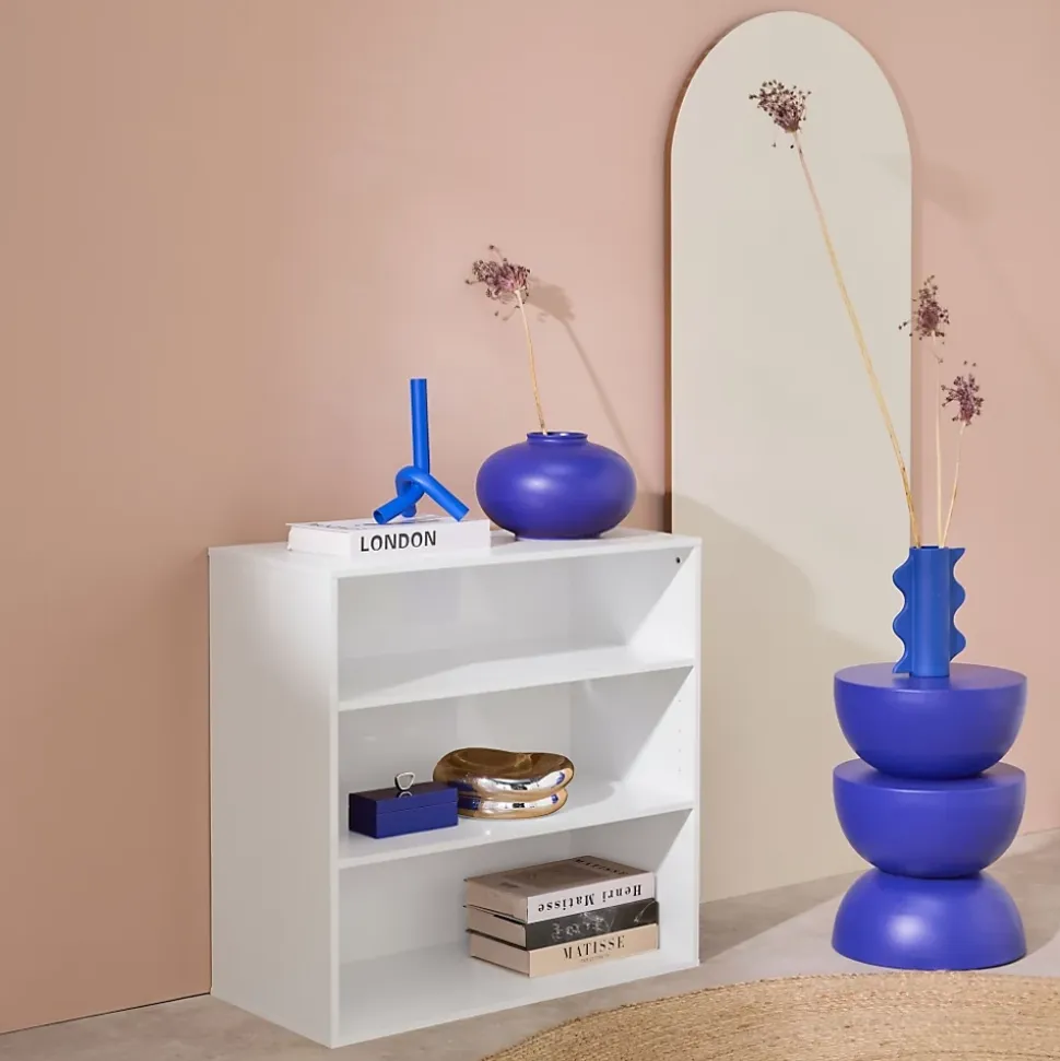 Etagère. bibliothèque. module de rangement décor bois blanc 2 étagères L 70 x P 35 x H 70cm - Kompo