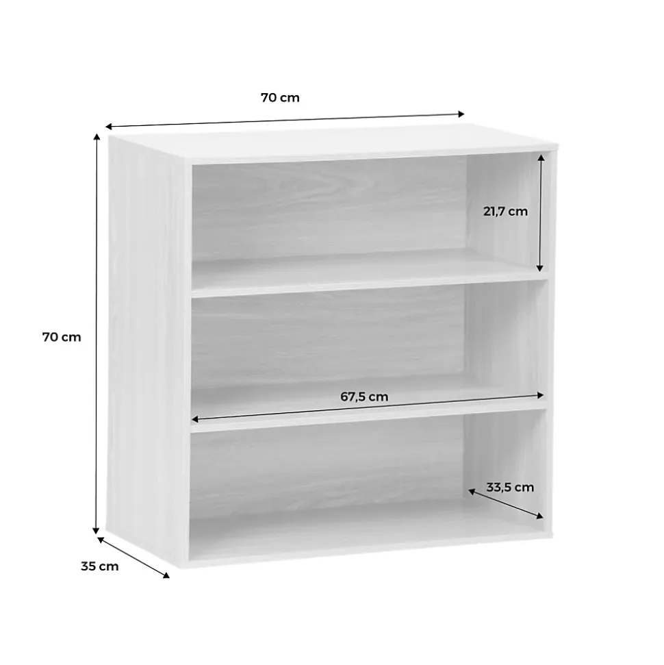 Etagère. bibliothèque. module de rangement décor bois chêne 2 étagères L 70 x P 35 x H 70cm - Kompo