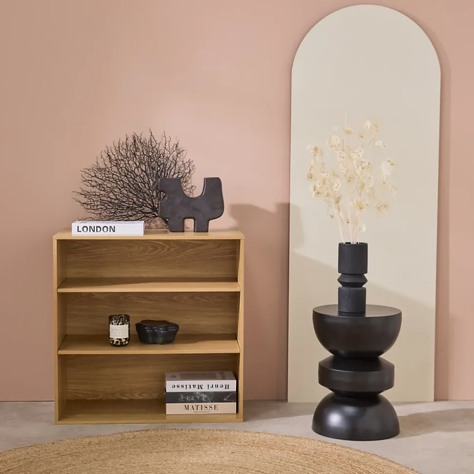 Etagère. bibliothèque. module de rangement décor bois chêne 2 étagères L 70 x P 35 x H 70cm - Kompo