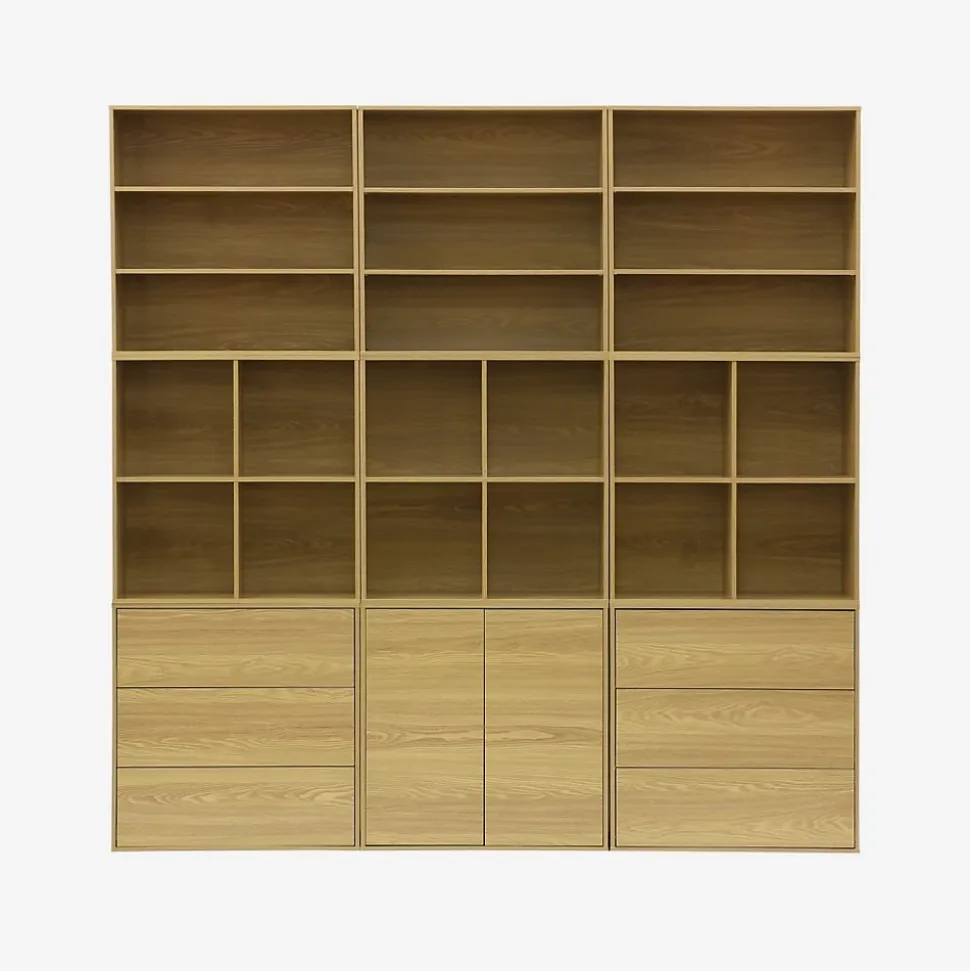 Etagère. bibliothèque. module de rangement décor bois chêne 2 étagères L 70 x P 35 x H 70cm - Kompo