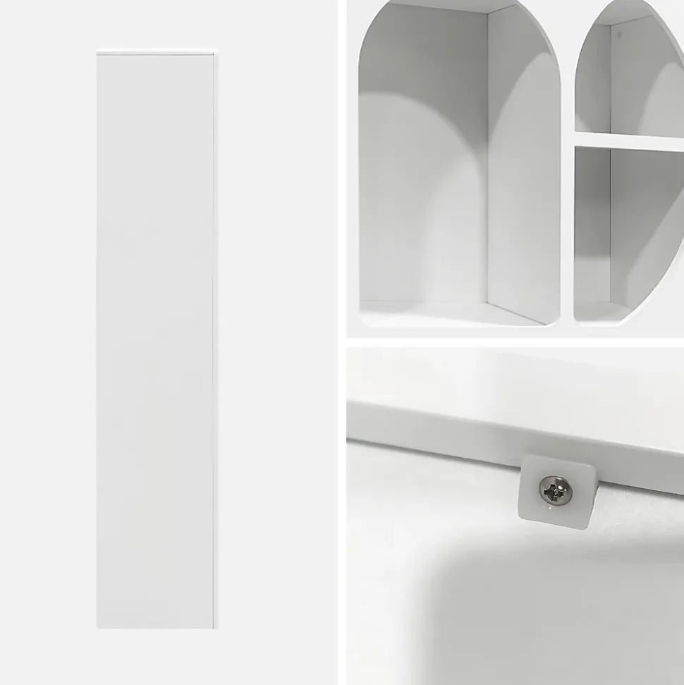 Etagère bibliothèque organique effet bois blanc plusieurs niches 8 compartiments