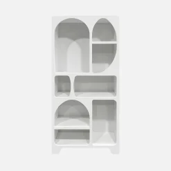 Etagère bibliothèque organique effet bois blanc plusieurs niches 8 compartiments