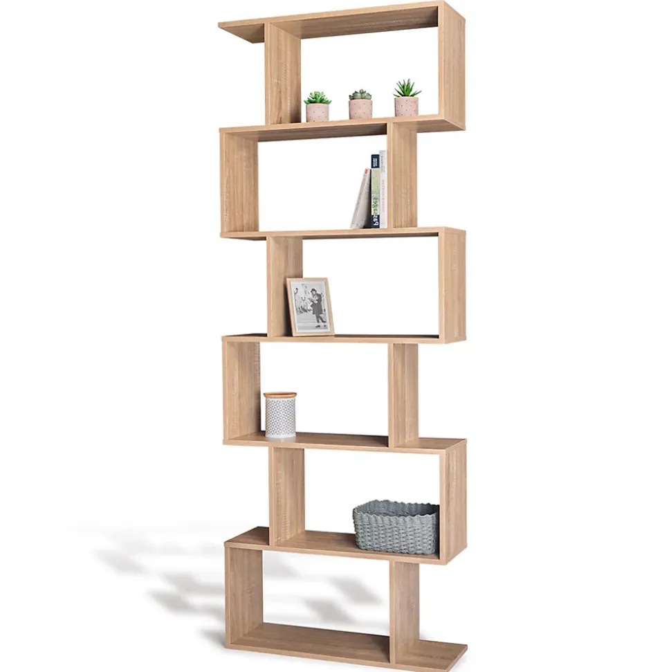 Etagère bibliothèque SOFIA forme S bois façon hêtre 189 cm