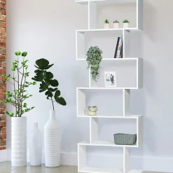 Etagère bibliothèque SOFIA forme S bois blanc 189 cm