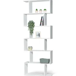 Etagère bibliothèque SOFIA forme S bois blanc 189 cm