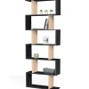 Etagère bibliothèque SOFIA forme S bois façon hêtre et noir 189 cm