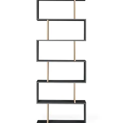 Etagère bibliothèque SOFIA forme S bois façon hêtre et noir 189 cm
