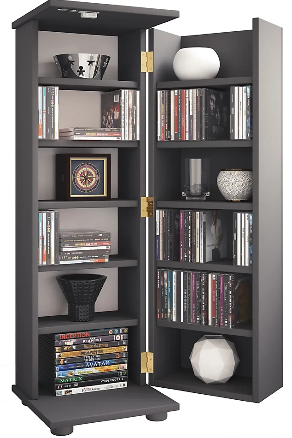 Etagère CD/DVD média Engalo H. 93 x L. 31 x P. 31 cm Anthracite