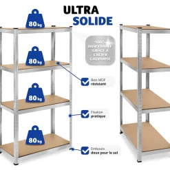 Etagère charge lourde d'angle plateau en acier 160x80x40 cm
