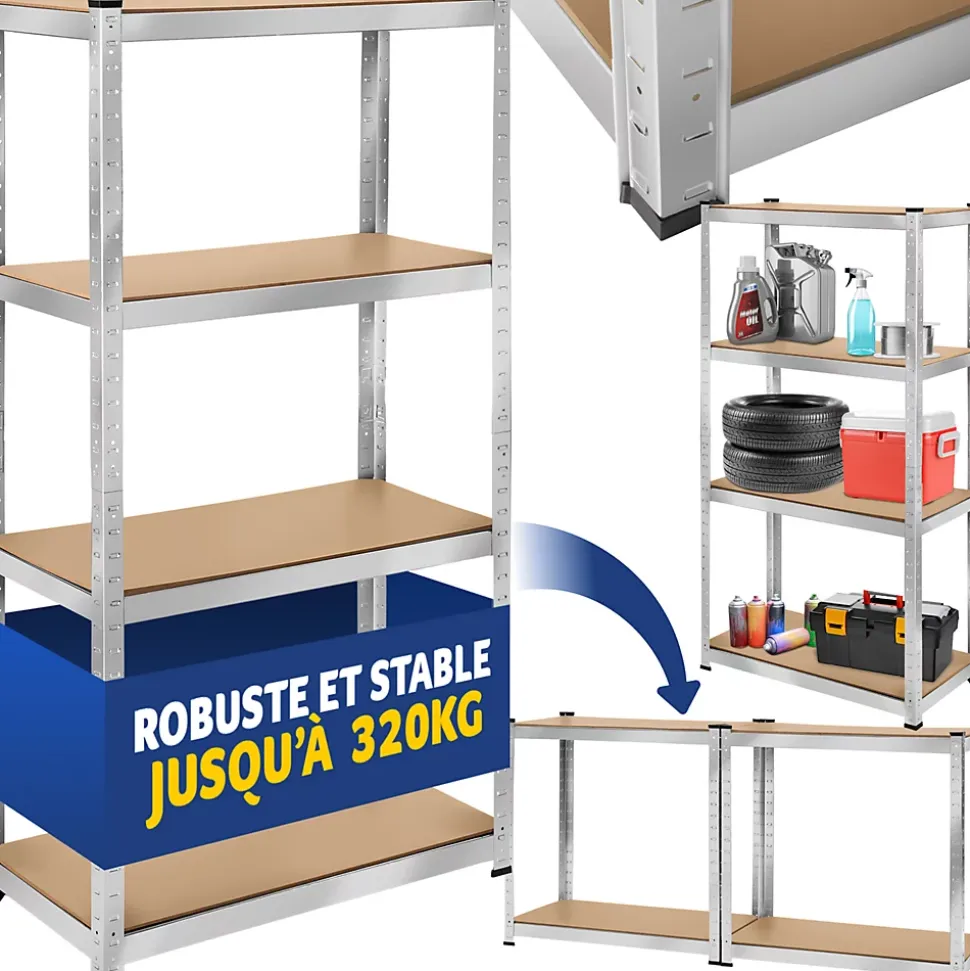 Etagère charge lourde d'angle plateau en acier 160x80x40 cm