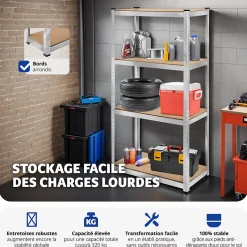 Etagère charge lourde d'angle plateau en acier 160x80x40 cm