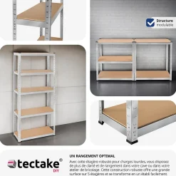 Etagère charge lourde d'angle plateau en acier 180x75x30 cm