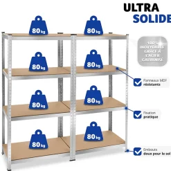 Etagère charge lourde d'angle plateau en acier 160x160x40 cm