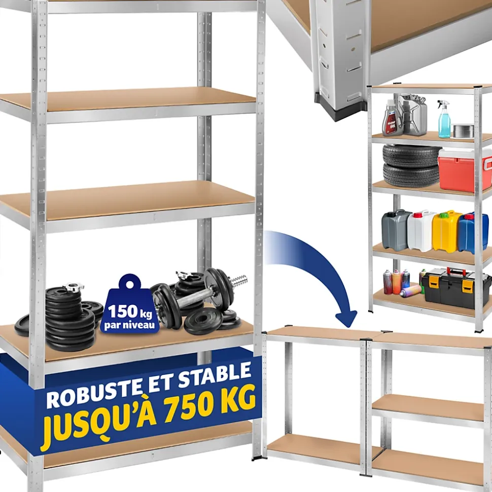 Etagère charge lourde d'angle plateau en acier 180x90x40 cm