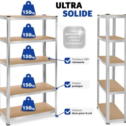Etagère charge lourde d'angle plateau en acier 180x90x40 cm