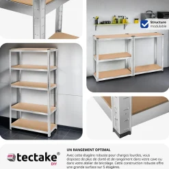 Etagère charge lourde d'angle plateau en acier 180x90x40 cm