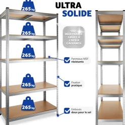 Etagère charge lourde d'angle plateau en acier 180x90x40 cm