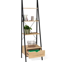 Etagère échelle 4 niveaux avec tiroir DETROIT design industriel