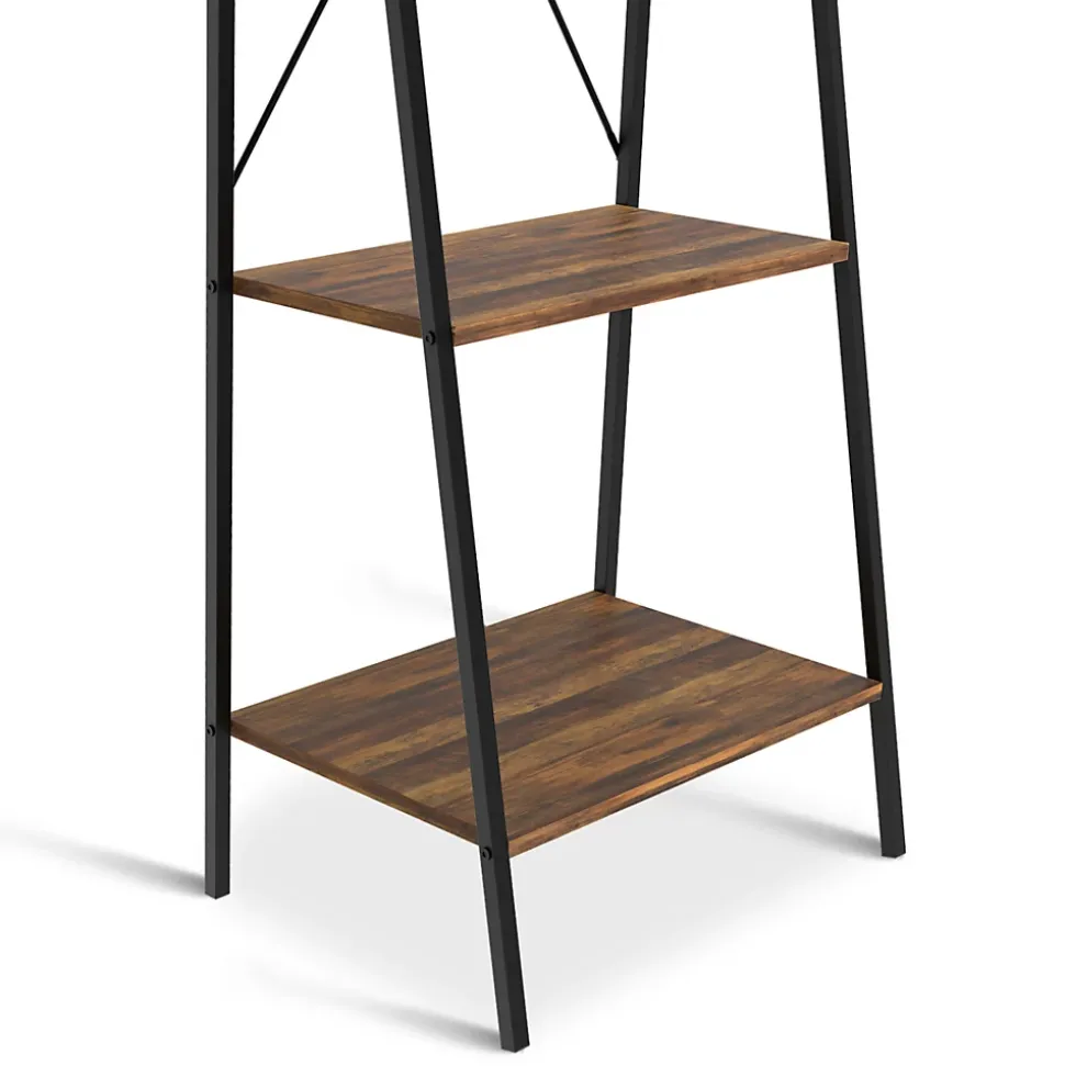 Etagère échelle 4 niveaux HAWKINS bois foncé design industriel 170 cm