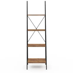 Etagère échelle 4 niveaux HAWKINS bois foncé design industriel 170 cm