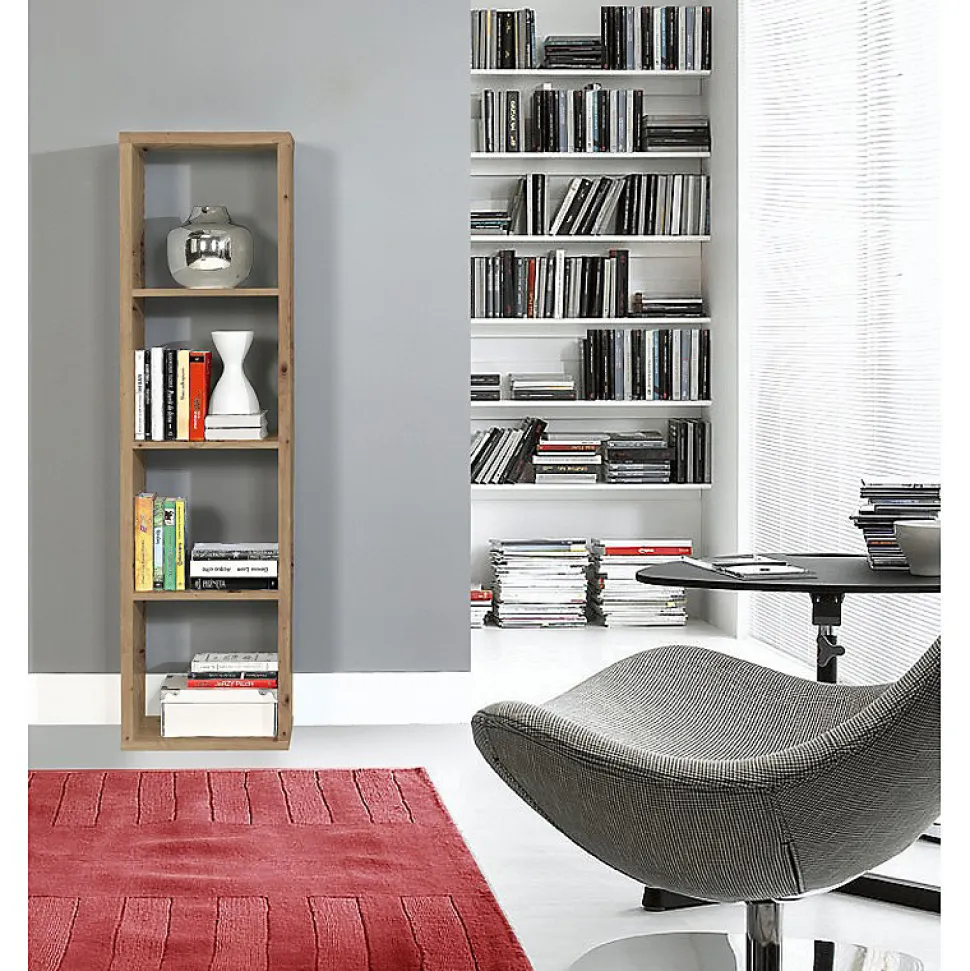 Etagère colonne 4 casiers décor bois rustique texturé - CLASSICO