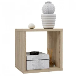 Etagère cube 1 casier décor chêne clair texturé - CLASSICO