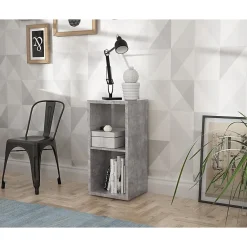Etagère cube 2 casiers décor béton gris - CLASSICO