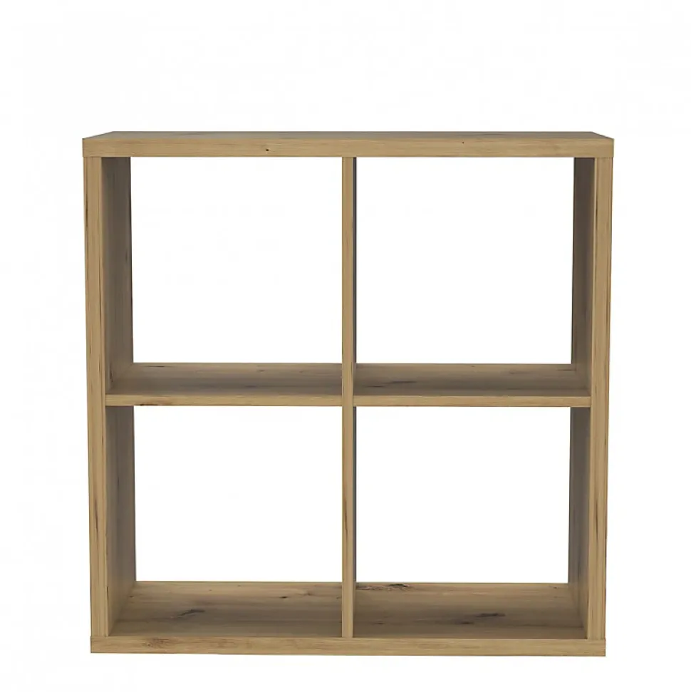 Etagère cube 4 casiers décor bois rustique texturé - CLASSICO