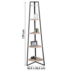 Etagère dangle 5 niveaux collection HOLBORN Style industriel, coloris chene et noir