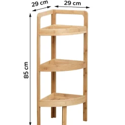 Etagère d'angle 3 niveaux en bambou - Tendance - Meuble de salle de bain - Noir - Aspect bois - A encastrer