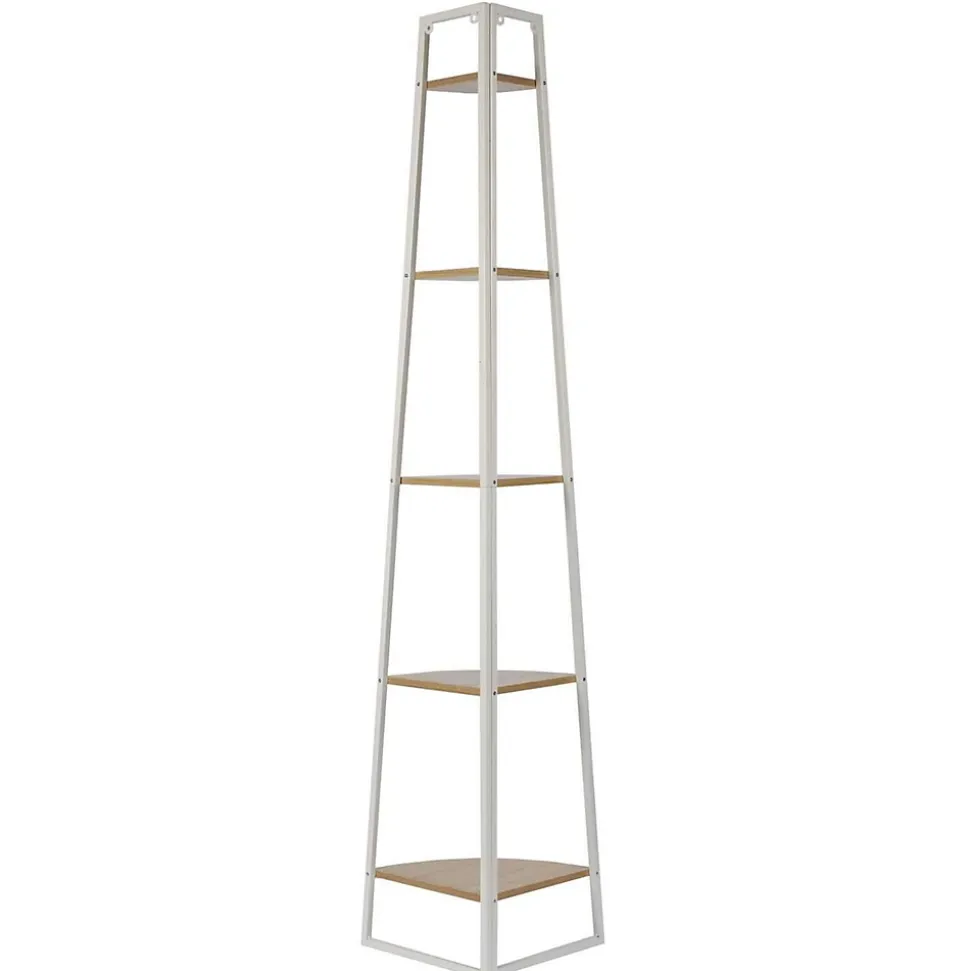 Etagère d'angle 5 niveaux en bois et métal EDISON
