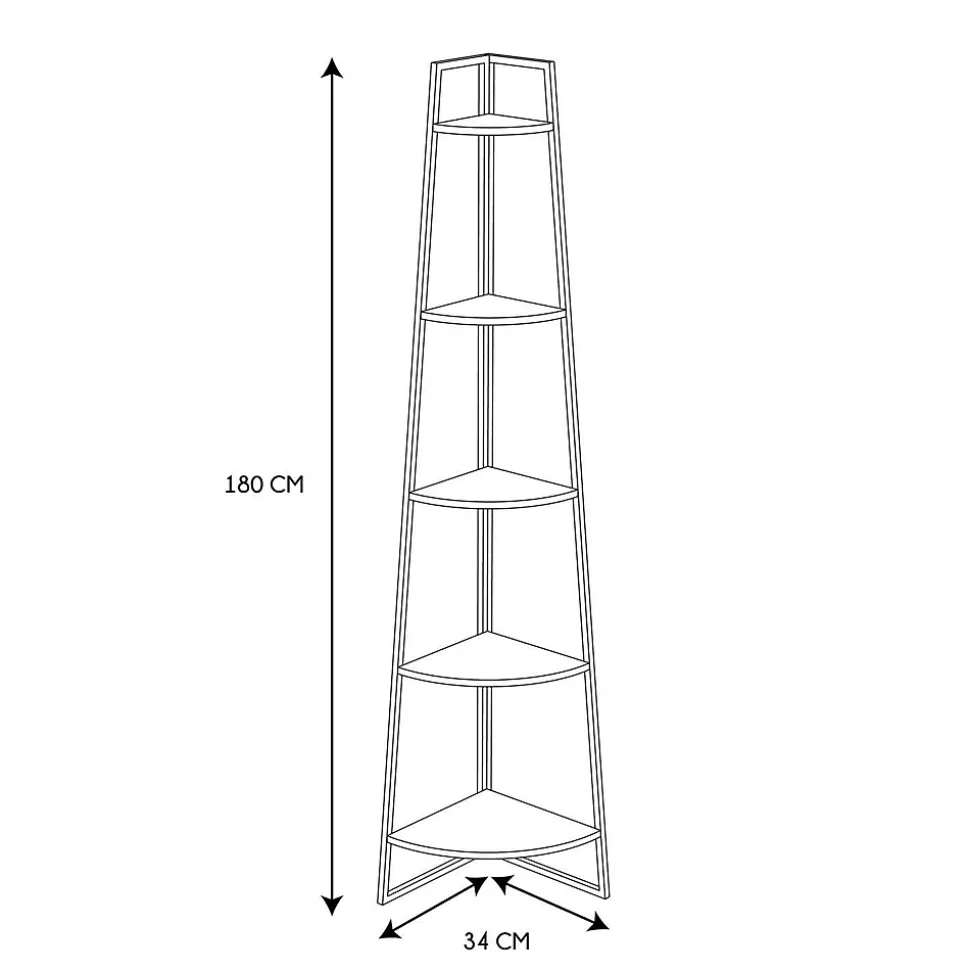 Etagère d'angle 5 niveaux en bois et métal EDISON