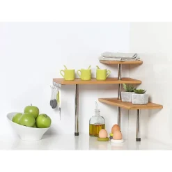 Etagère d'angle de cuisine en bambou