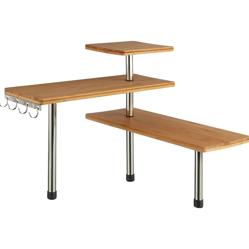 Etagère d'angle de cuisine en bambou