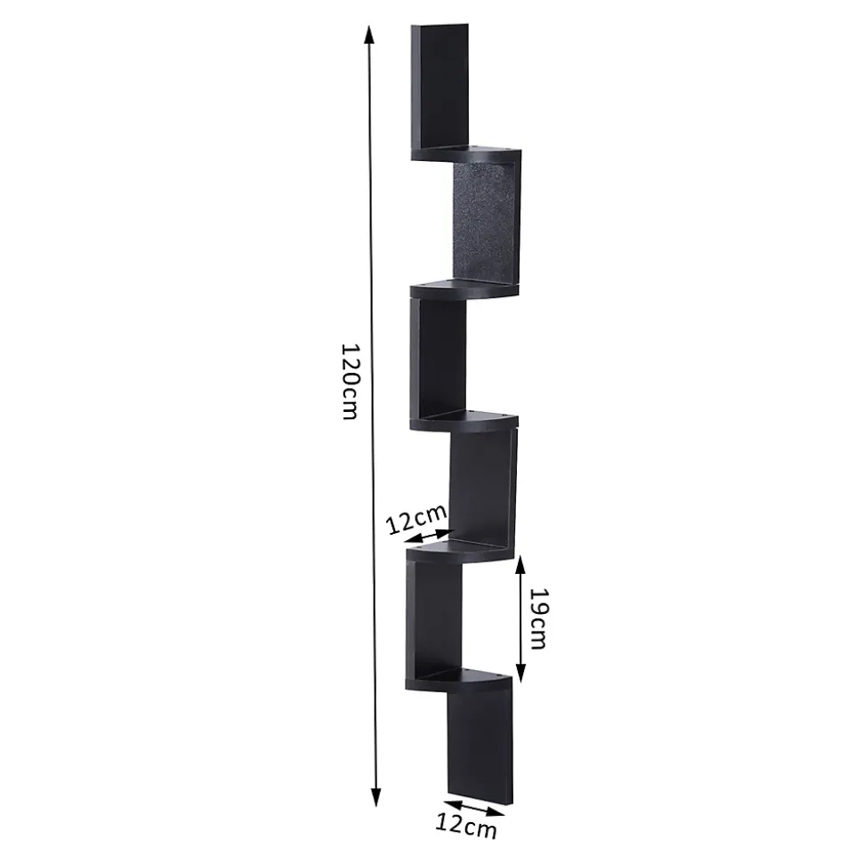 Etagère d'angle design contemporain zig zag 5 niveaux
