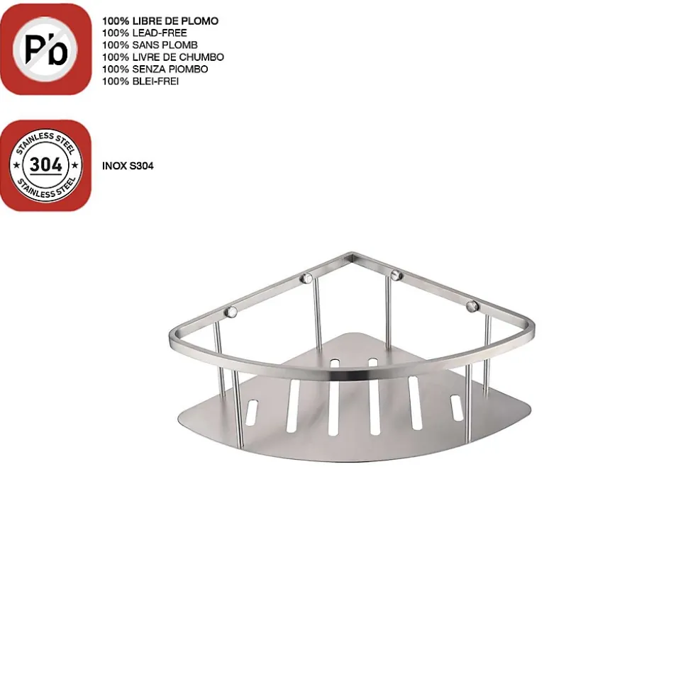 Etagère de douche d'angle nickel brossé Inox S304 SKY BATH